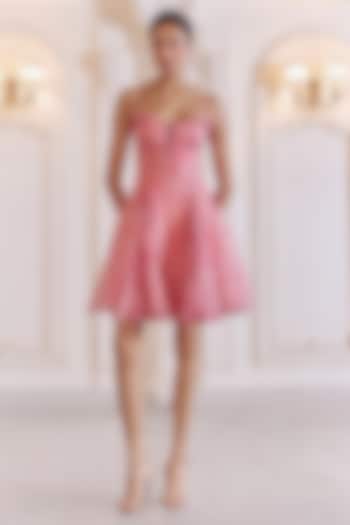 Blush Pink Silk Organza Mini Ruffled Vacation Dress by MMVM at Pernia's Pop Up Shop