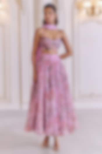 Powder Lilac Silk Organza Skirt Set by MMVM at Pernia's Pop Up Shop