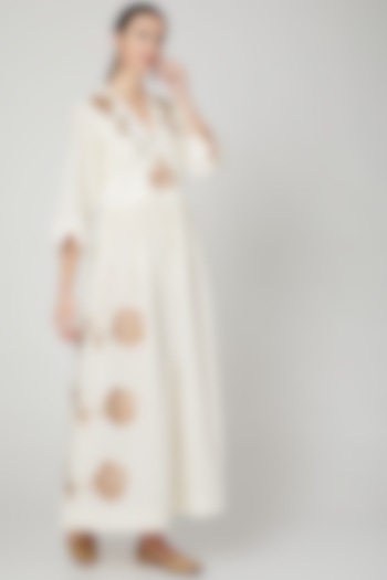 Ivory Embroidered Maxi Dress by Mohammad Mazhar