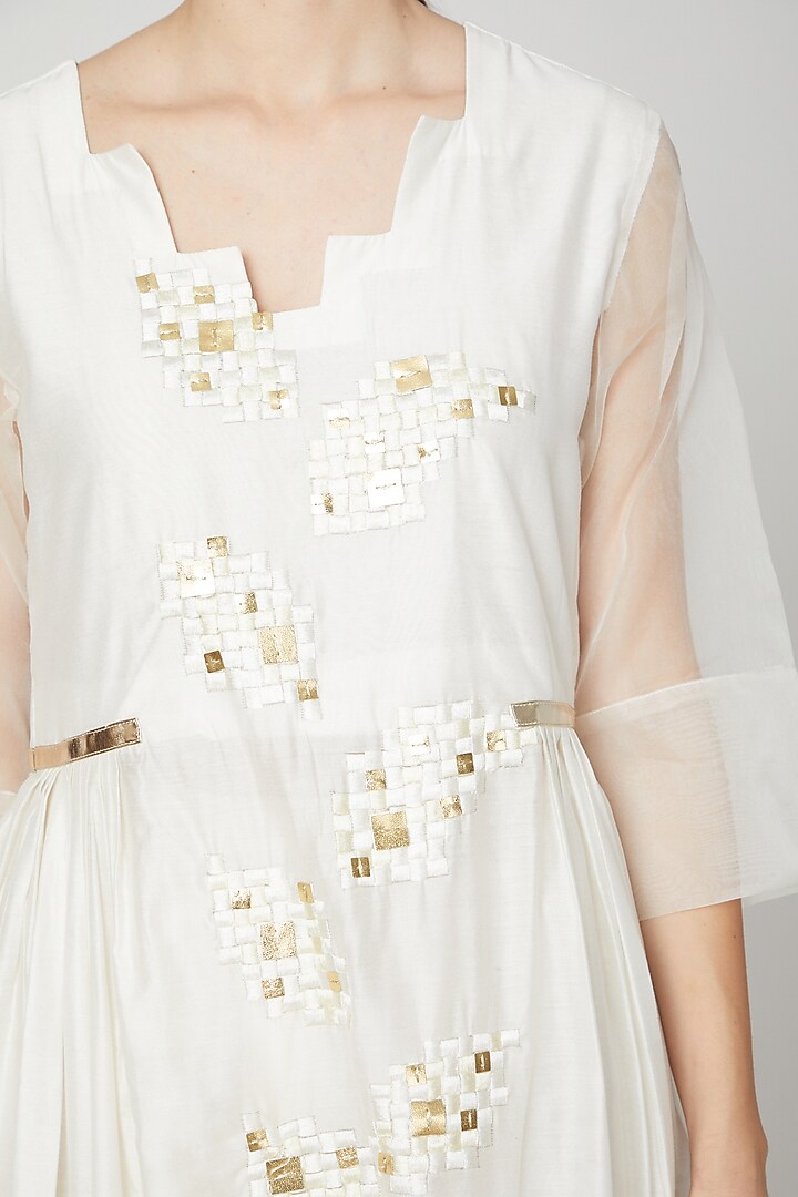 Ivory Embroidered Party Wear Anarkali Set by Mohammad Mazhar at Pernia's Pop Up Shop