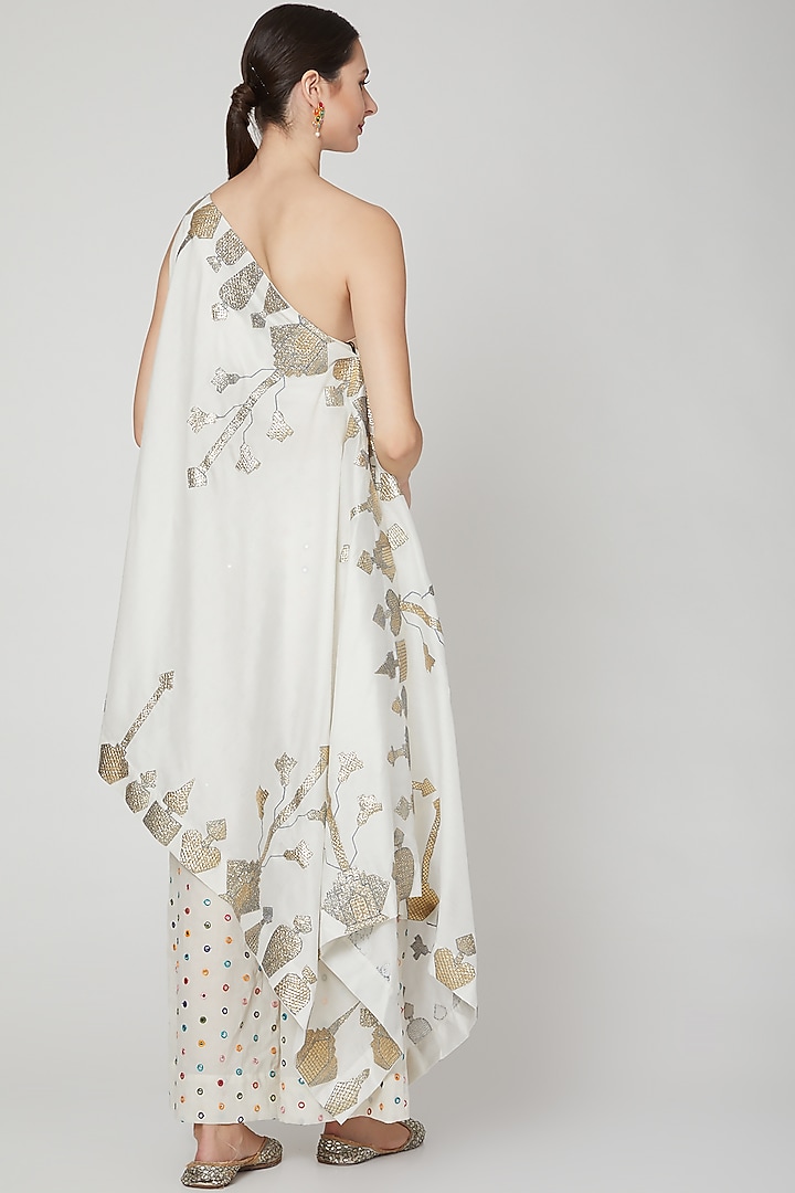 Ivory Embroidered Tunic & Palazzo Pants by Mohammad Mazhar at Pernia's Pop Up Shop