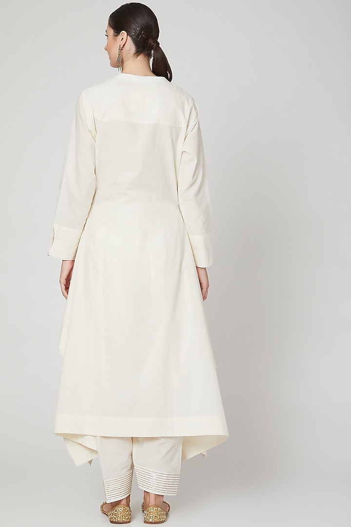 Ivory Embroidered Kurta & Salwar Pants by Mohammad Mazhar at Pernia's Pop Up Shop