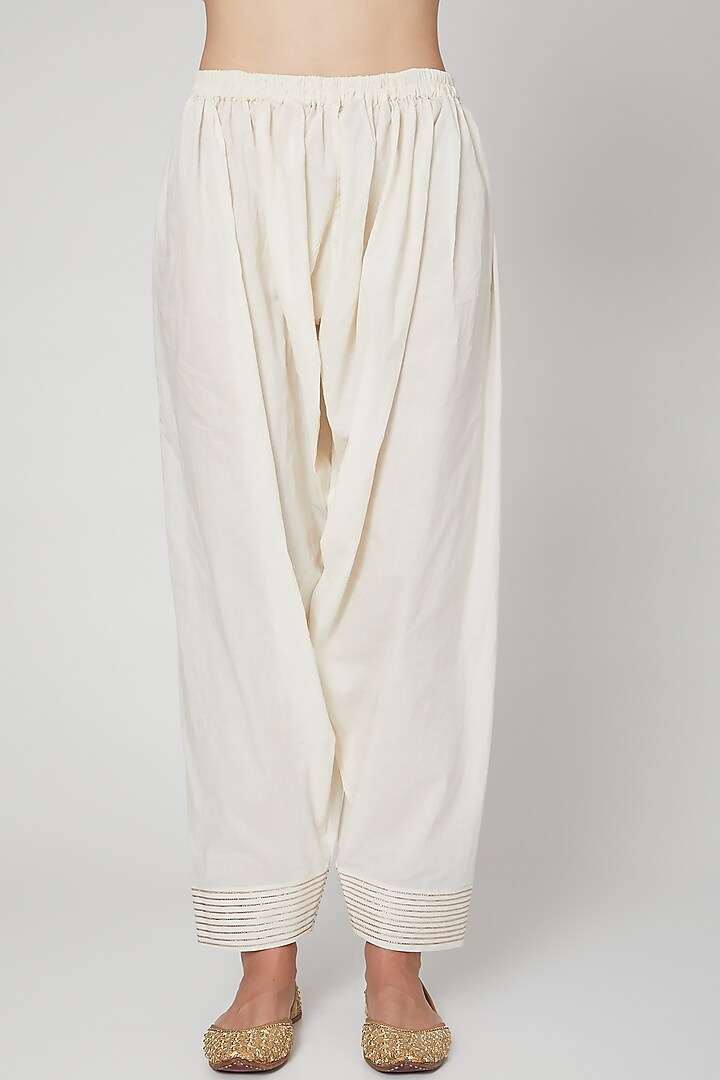 Ivory Embroidered Kurta & Salwar Pants by Mohammad Mazhar at Pernia's Pop Up Shop