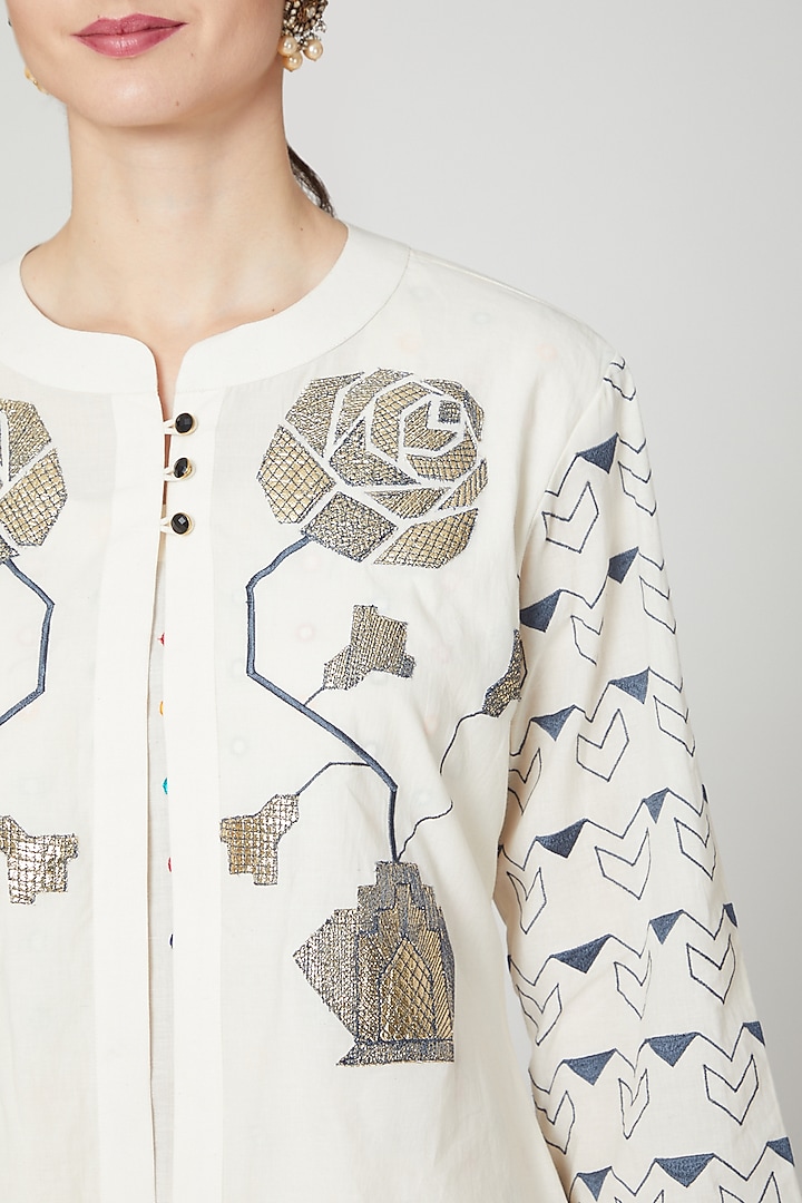 Ivory Embroidered Layered Kurta & Salwar by Mohammad Mazhar at Pernia's Pop Up Shop