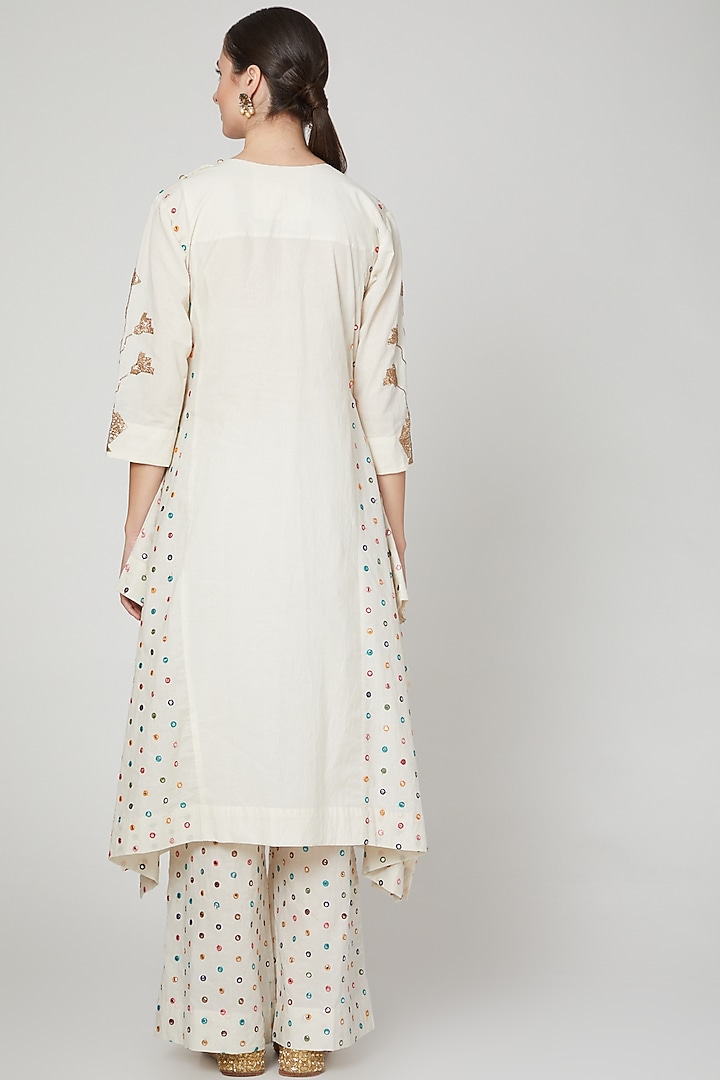 Ivory Embroidered Indo Western Party Wear Anarkali Set by Mohammad Mazhar at Pernia's Pop Up Shop