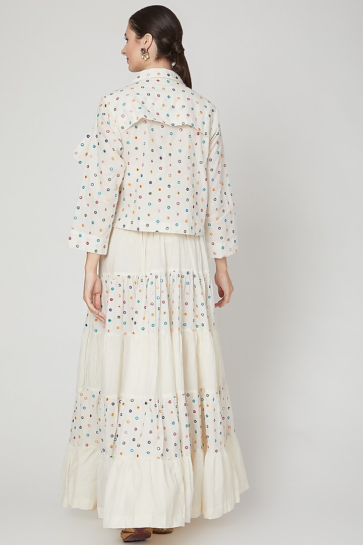Ivory Embroidered Skirt & Top by Mohammad Mazhar at Pernia's Pop Up Shop