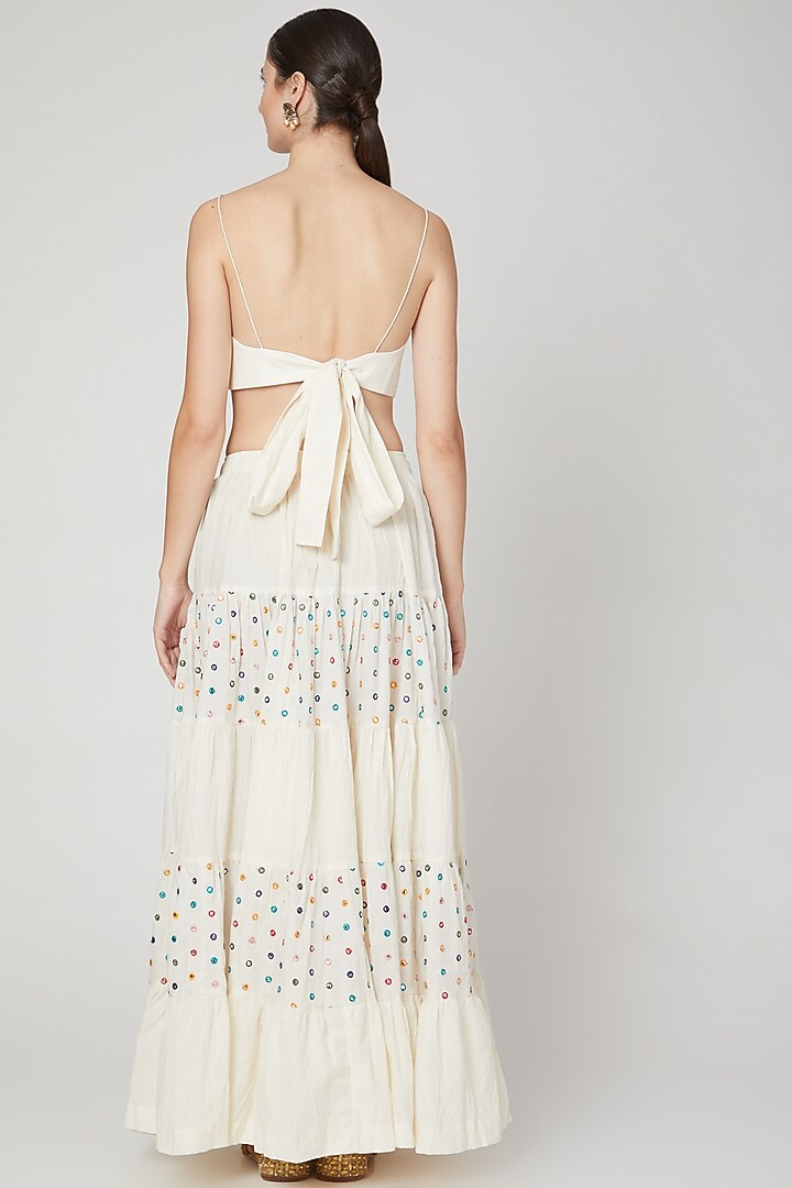 Ivory Embroidered Skirt & Top by Mohammad Mazhar at Pernia's Pop Up Shop