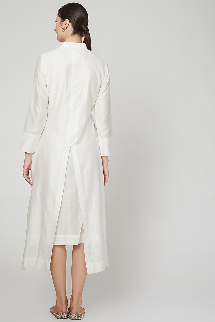 Ivory Embroidered Kurta Dress by Mohammad Mazhar at Pernia's Pop Up Shop