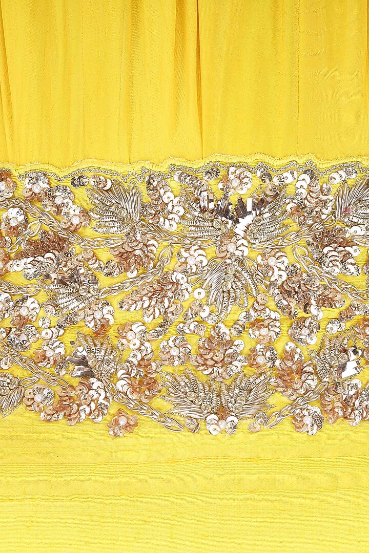 Mango yellow embroidered high neck anarkali available only at Pernia's Pop Up Shop.