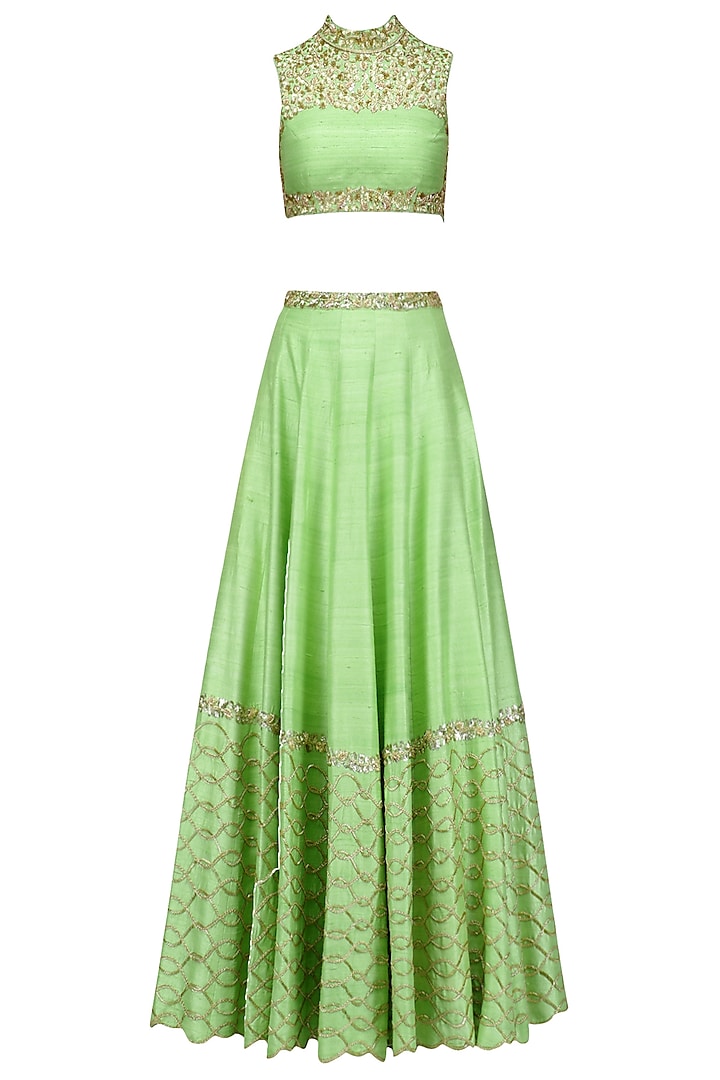 Green Embellished Lehenga Set by Mahima Mahajan