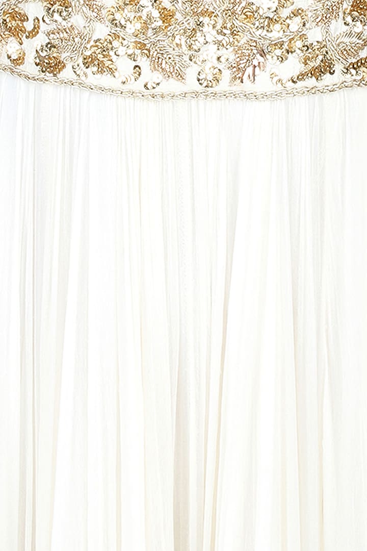 Ivory and gold floral embroidered cutout anarkali suit available only at Pernia's Pop Up Shop.
