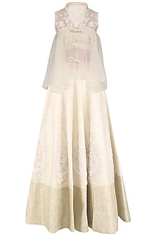 Ivory organza moon nest hand embroidered lehenga set available only at ...