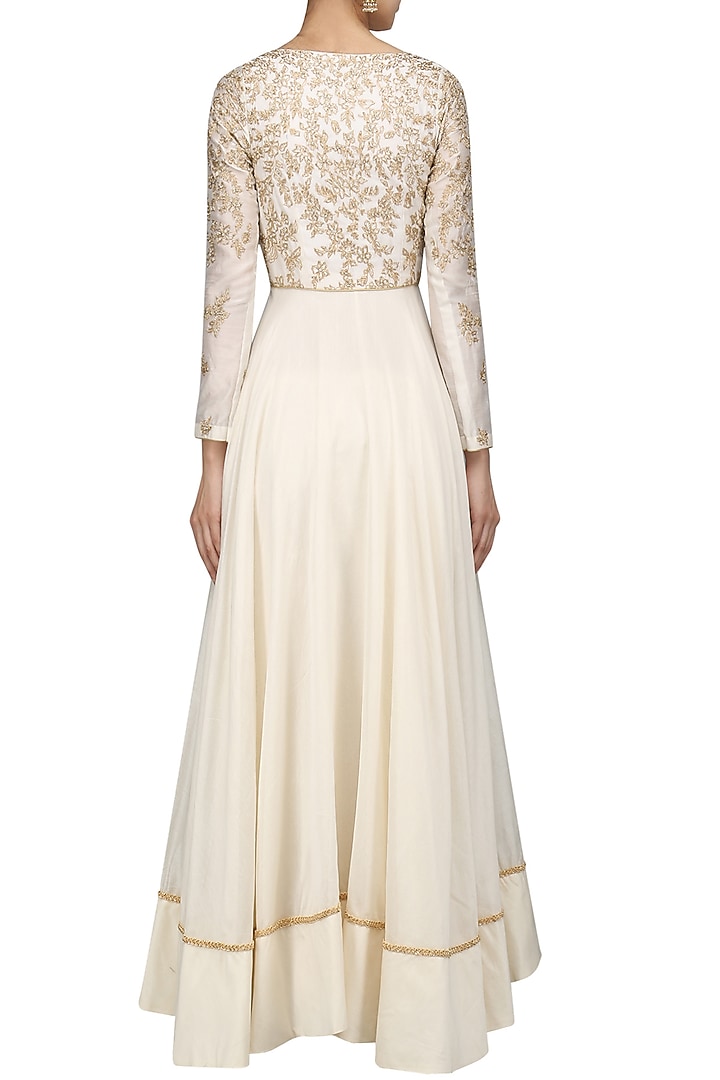 Ivory thread and beads work anarkali set available only at Pernia's Pop Up Shop.