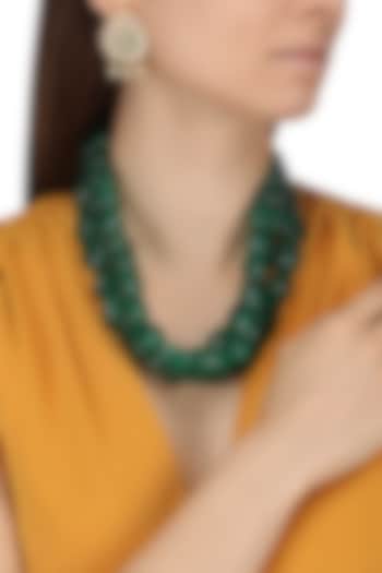 Semi Precious Green Stones Necklace Set by Moh-Maya by Disha Khatri