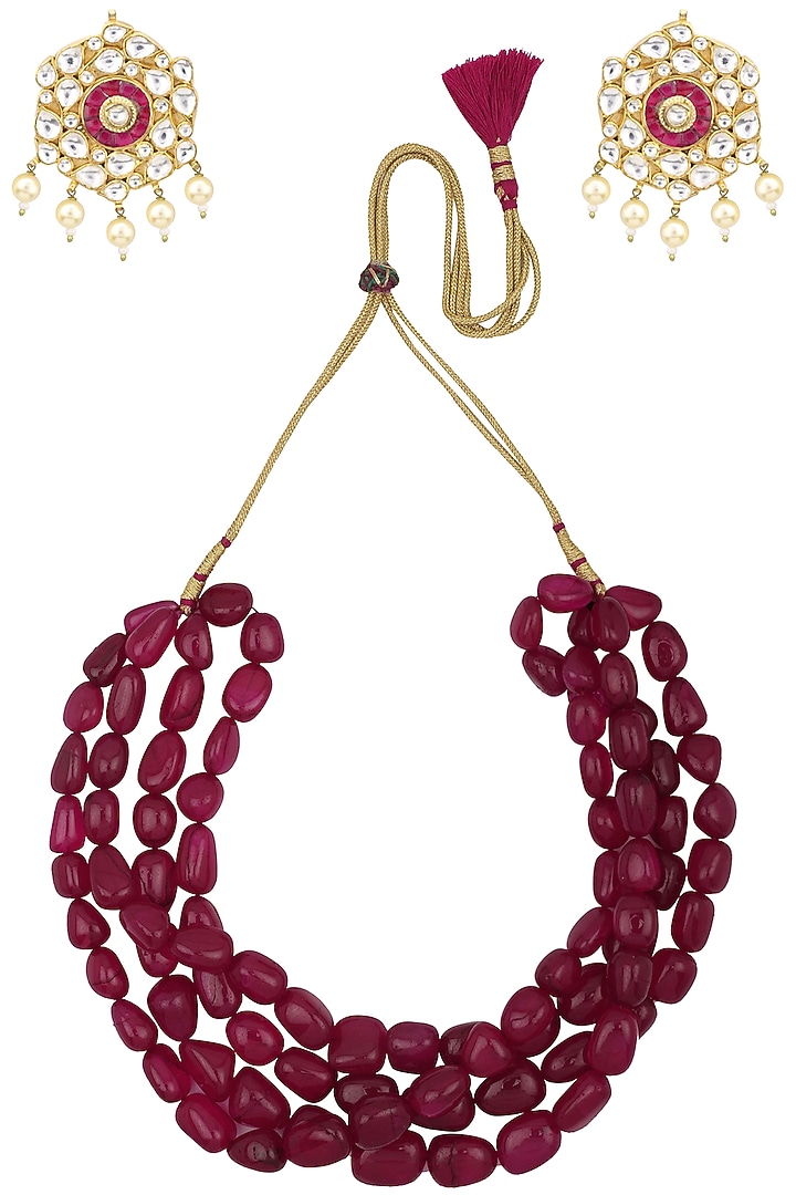 Semi precious red stones necklace set available only at Pernia's Pop Up Shop.