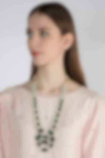Emerald & Pearl Layered Necklace by Moh-Maya by Disha Khatri