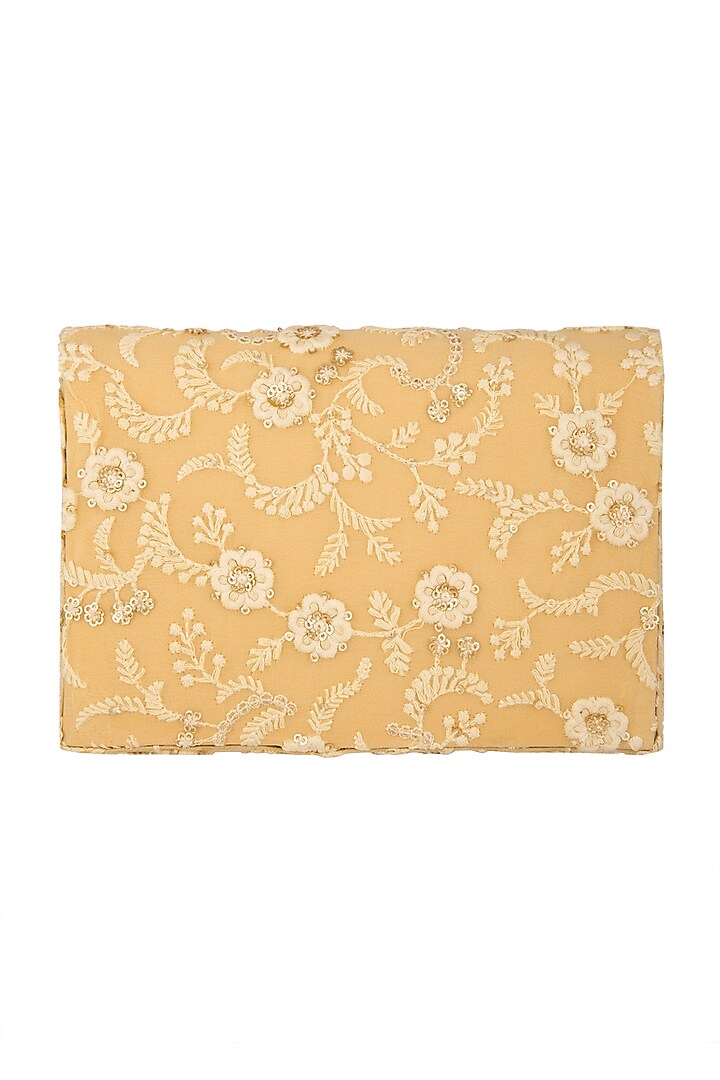 Golden Chikankari Embroidered Clutch by Moh-Maya by Disha Khatri at Pernia's Pop Up Shop