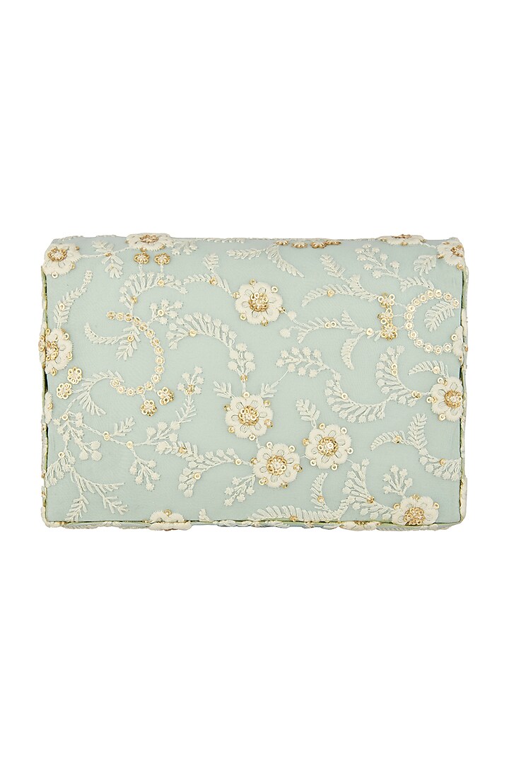 Light Blue Chikankari Embroidered Clutch by Moh-Maya by Disha Khatri at Pernia's Pop Up Shop