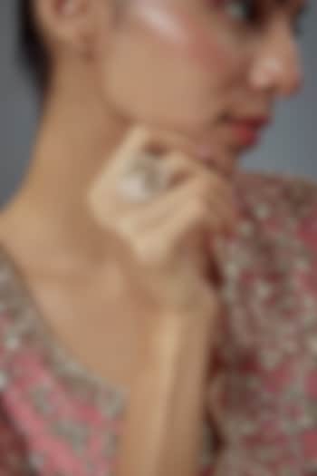 Gold Finish Mother Of Pearl Ring by Moh-Maya by Disha Khatri at Pernia's Pop Up Shop