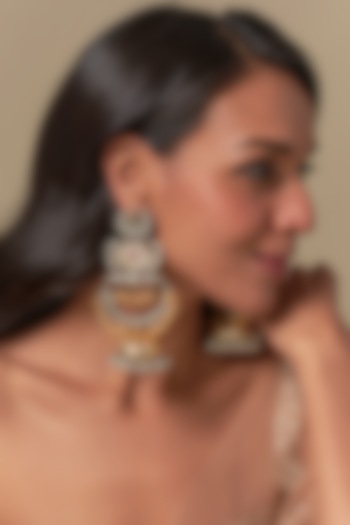 Black Rhodium Finish Ruby & Moissanite Dangler Earrings by Moh-Maya by Disha Khatri at Pernia's Pop Up Shop