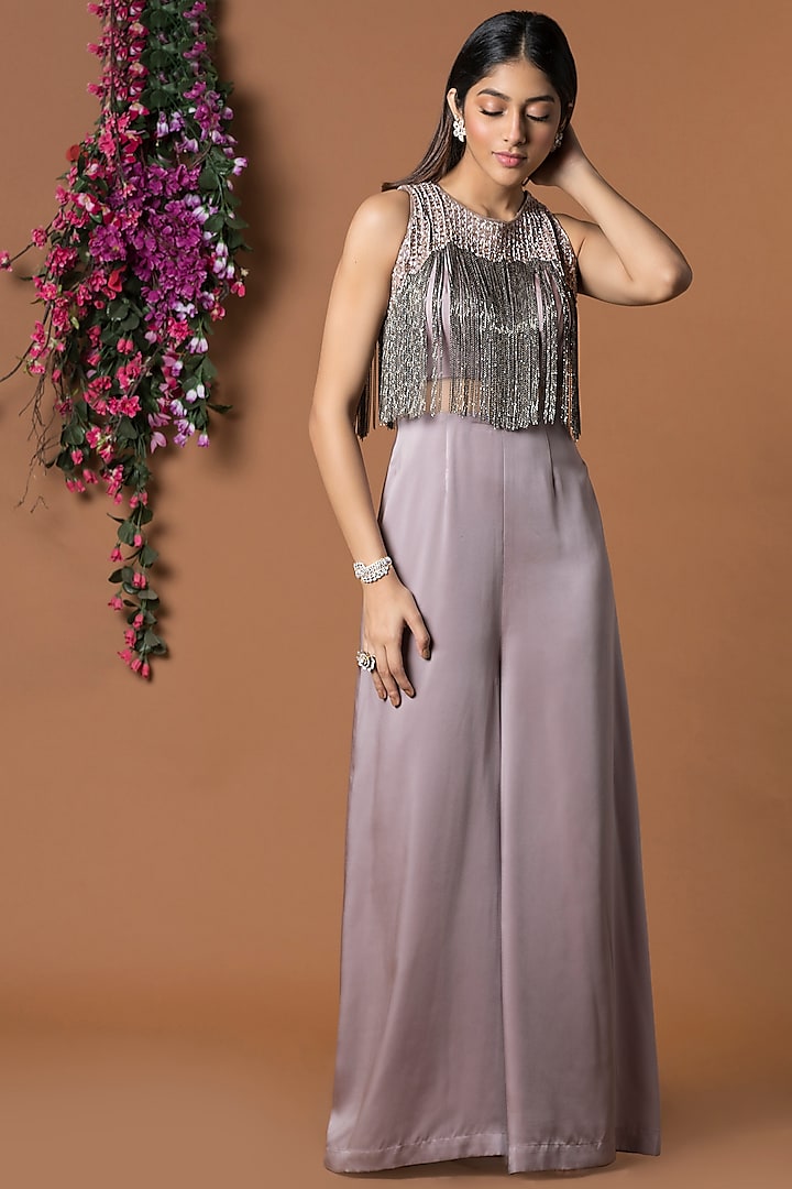 Nude Embellished Jumpsuit by Mehak Murpana at Pernia's Pop Up Shop