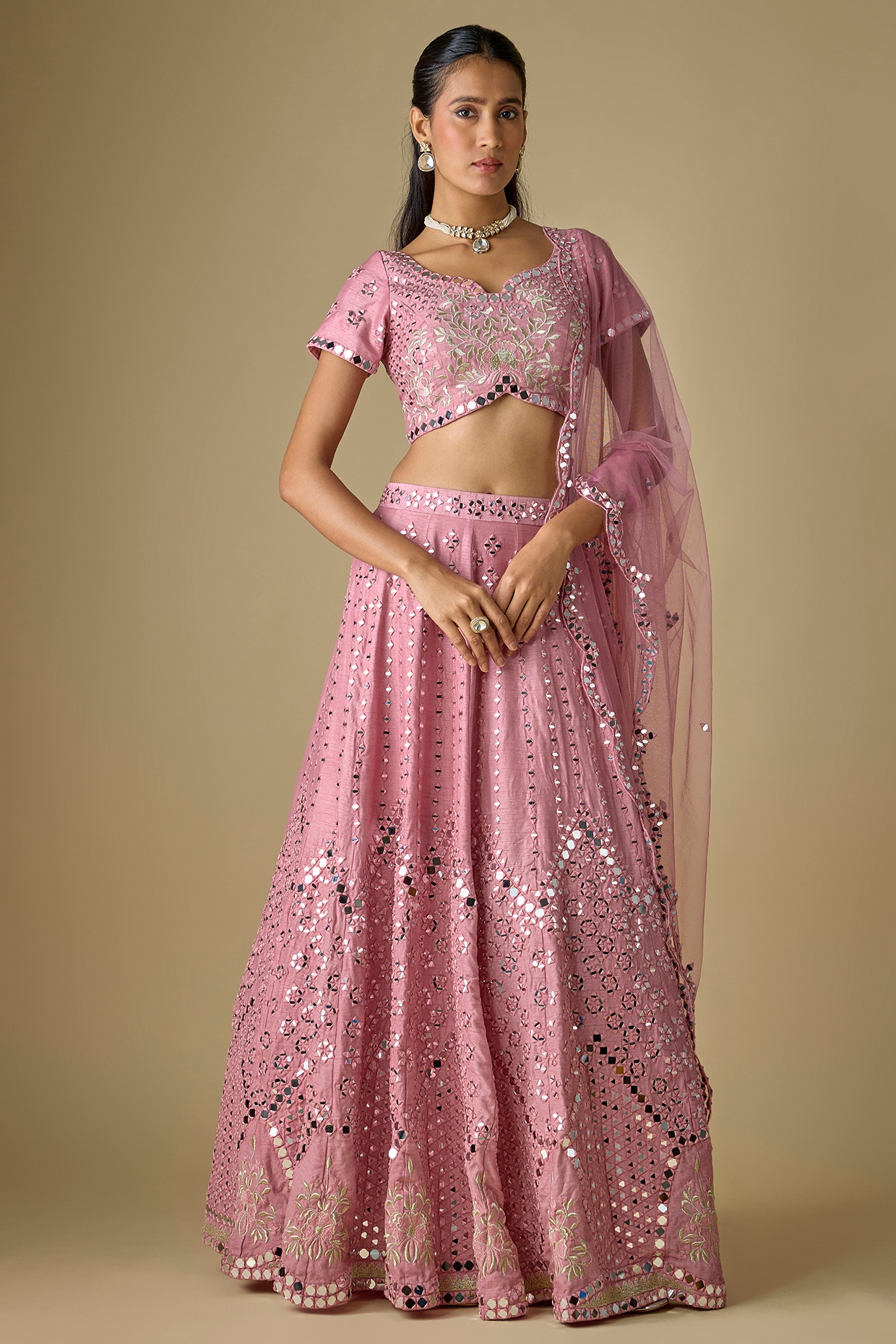 Mehak Murpana Pink Raw Silk Lehenga Set