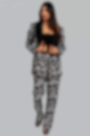 Black Organza Threadwork Blazer Set by Monarch at Pernia's Pop Up Shop