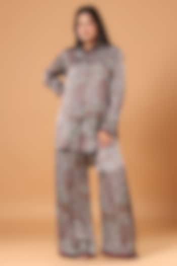 Multi-Colored Crepe Satin Co-Ord Set by Monarch at Pernia's Pop Up Shop