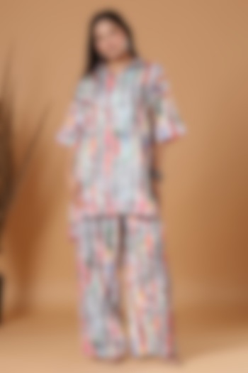 Multi-Colored Georgette Abstract Printed Co-Ord Set by Monarch at Pernia's Pop Up Shop