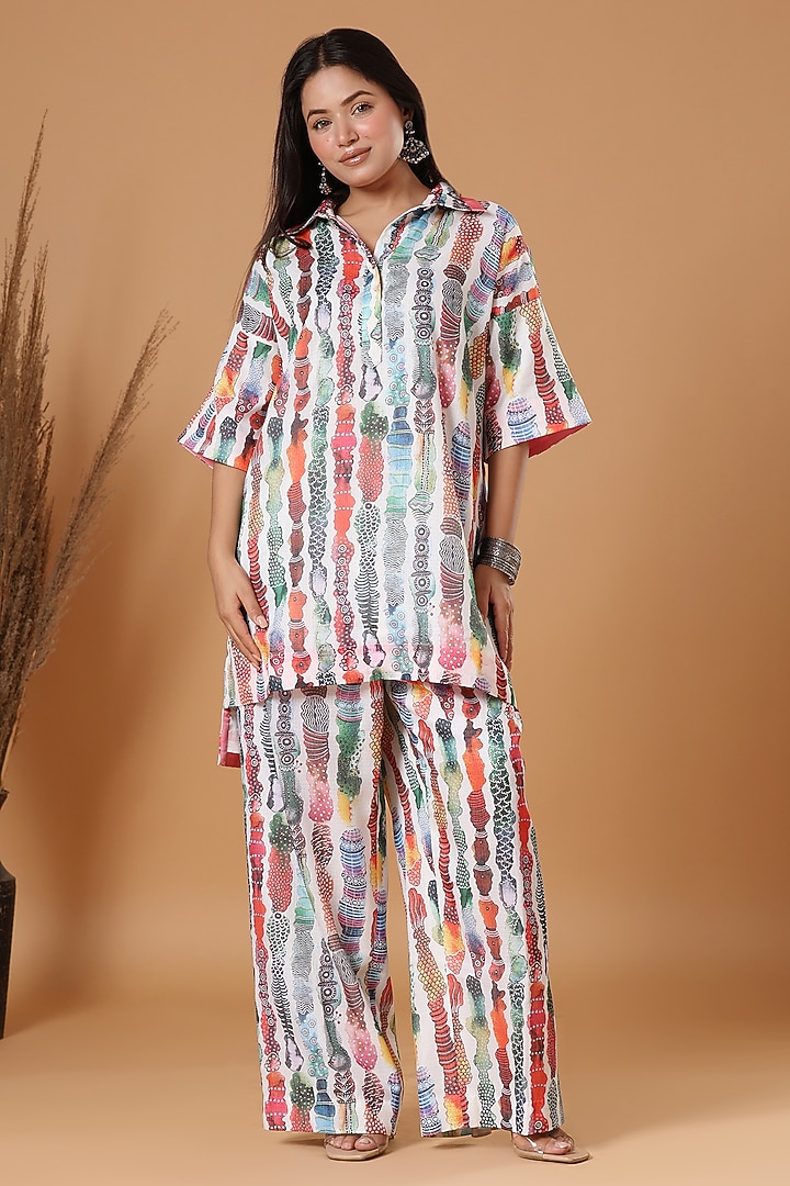 Multi-Colored Georgette Abstract Printed Co-Ord Set by Monarch at Pernia's Pop Up Shop