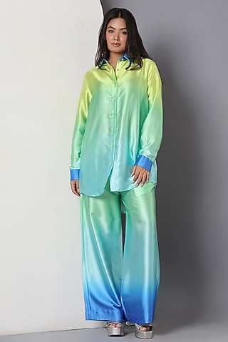 Blue Crepe Co-Ord Set by Monarch