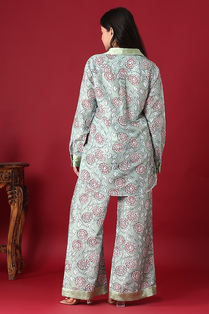 Green Georgette Floral Co-Ord Set by Monarch at Pernia's Pop Up Shop