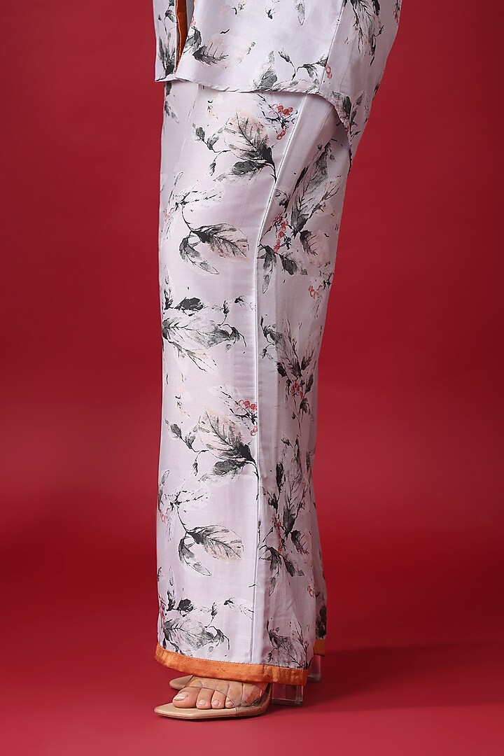 Lavender-Grey Georgette Floral Printed Co-Ord Set by Monarch at Pernia's Pop Up Shop