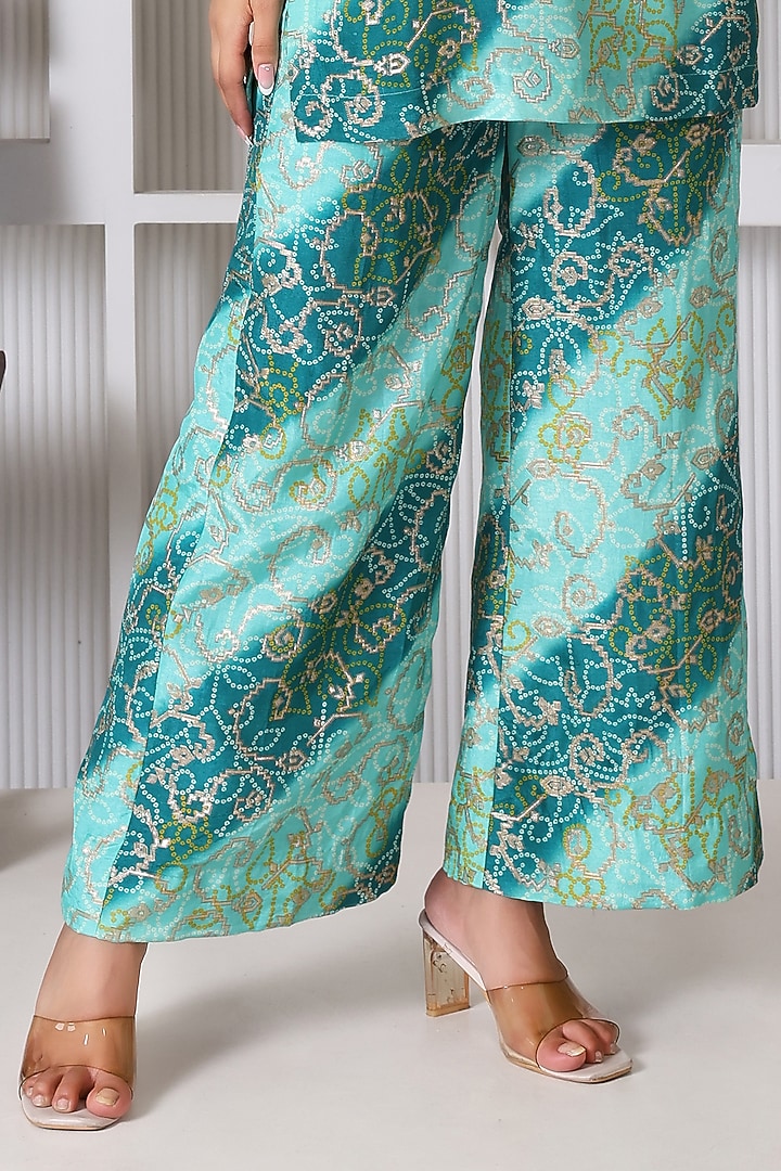 Green Silk Brocade Co-Ord Set by Monarch at Pernia's Pop Up Shop