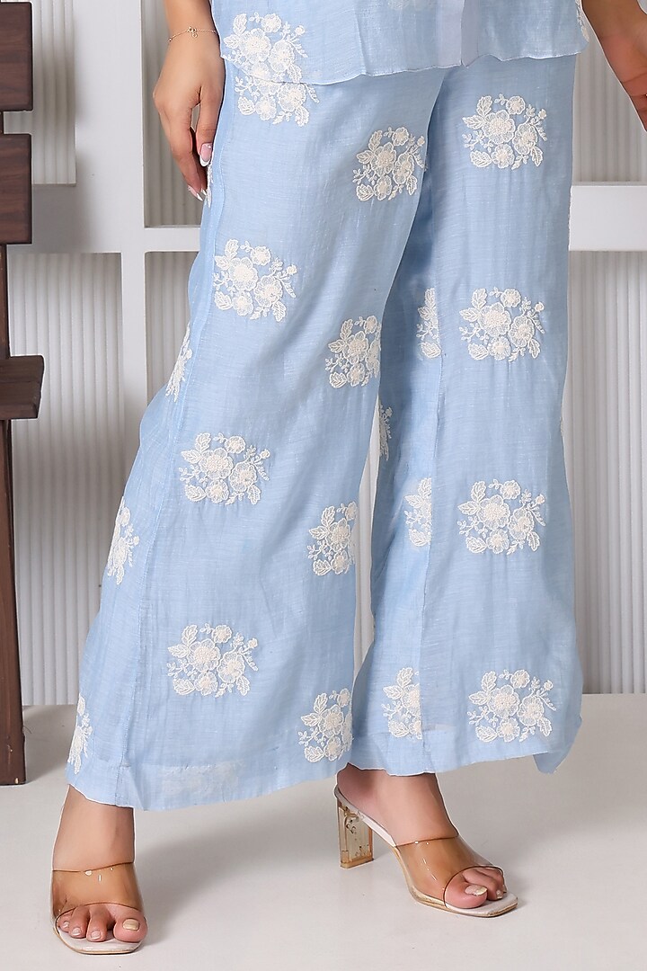 Blue Chanderi Cotton Co-Ord Set by Monarch at Pernia's Pop Up Shop