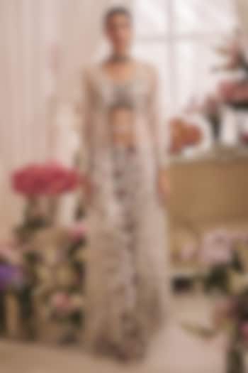 White Organza Cape Set by Monarch at Pernia's Pop Up Shop