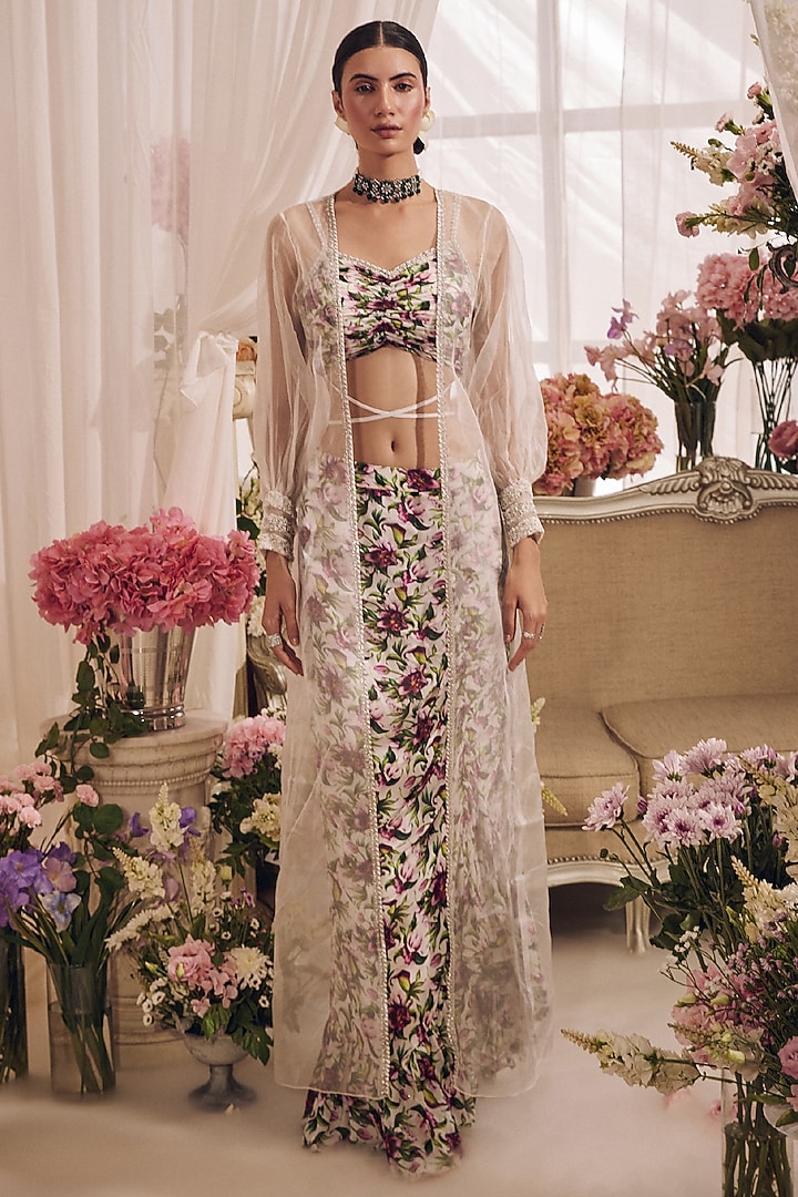 White Organza Cape Set by Monarch at Pernia's Pop Up Shop