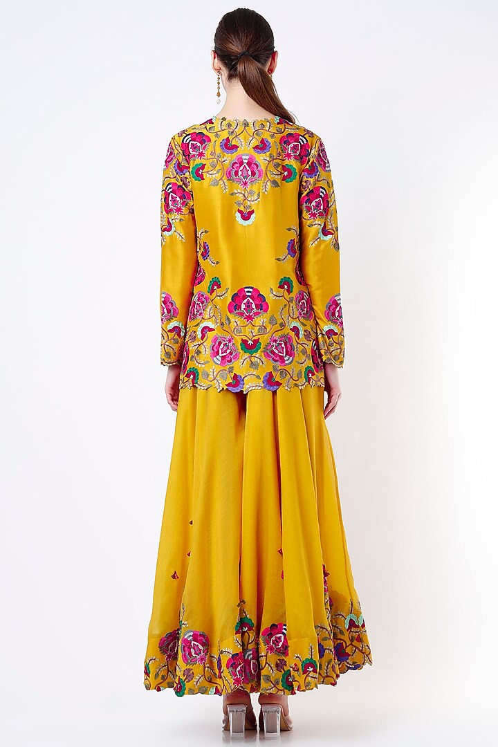 Mustard Organza Bridal Sharara Set by Minaxi Dadoo at Pernia's Pop Up Shop