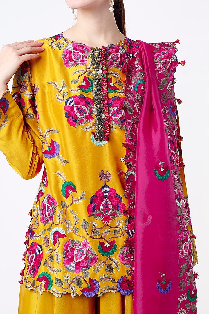 Mustard Organza Bridal Sharara Set by Minaxi Dadoo at Pernia's Pop Up Shop