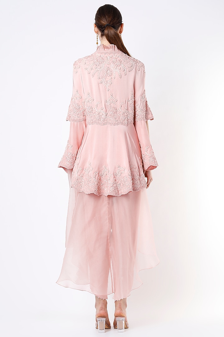 Blush Pink Dupion Cape Set by Minaxi Dadoo at Pernia's Pop Up Shop