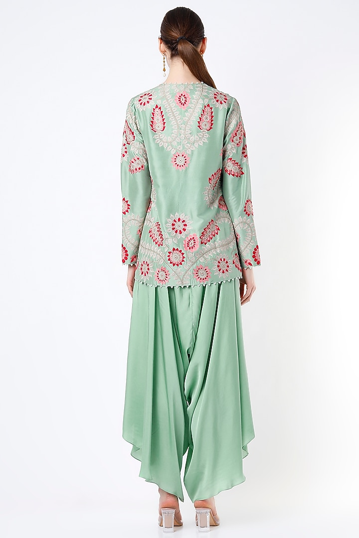 Mint Green Silk Kurta Set by Minaxi Dadoo at Pernia's Pop Up Shop