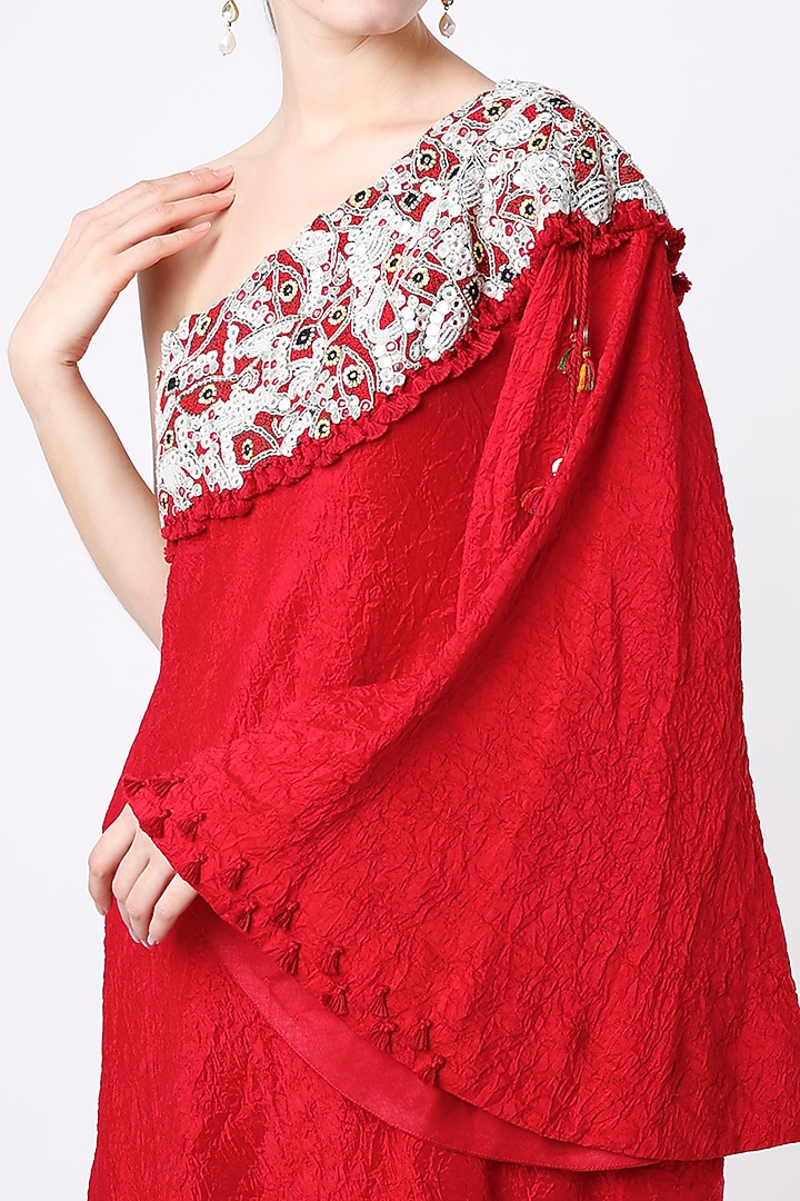 Red Silk Tunic Set by Minaxi Dadoo at Pernia's Pop Up Shop