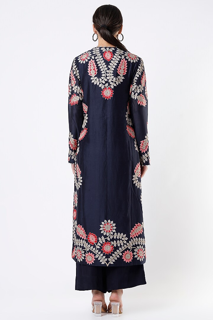 Blue Kurta Set With Thread Work by Minaxi Dadoo at Pernia's Pop Up Shop