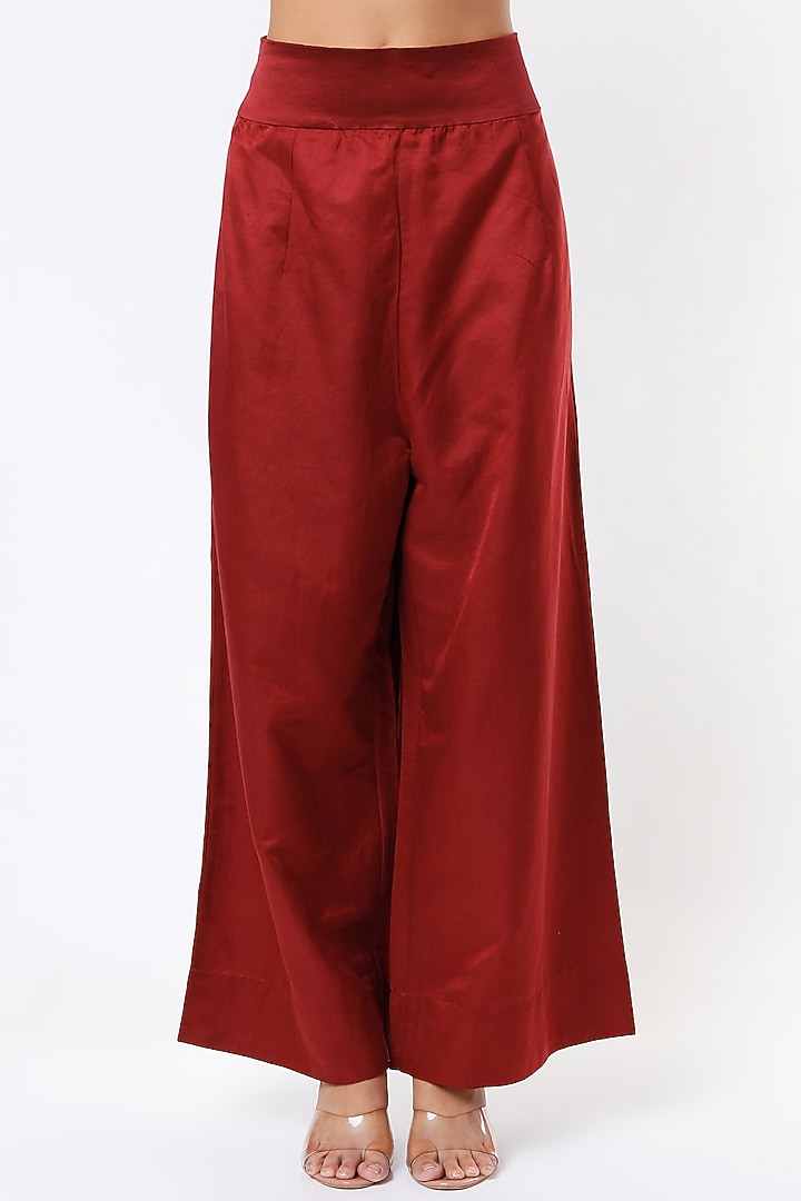 Maroon Chanderi Kurta Set by Minaxi Dadoo at Pernia's Pop Up Shop
