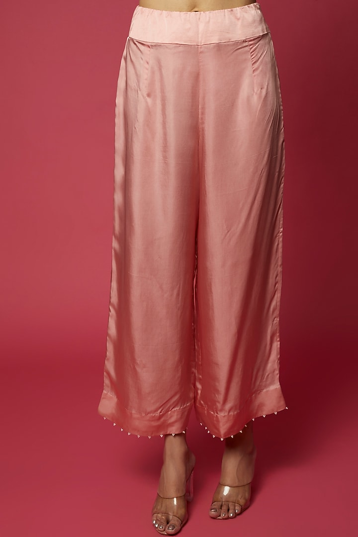 Pink Dupion Embroidered Kurta Set by Minaxi Dadoo at Pernia's Pop Up Shop