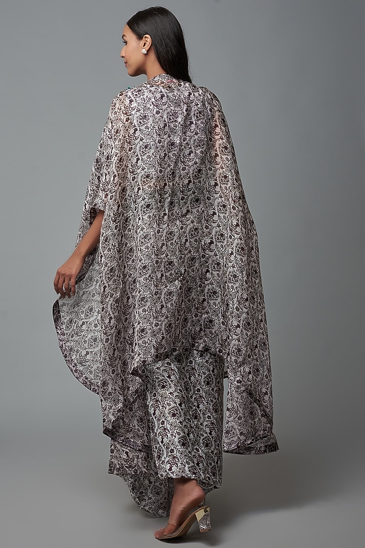 Black & White Organza Printed Cape Set by Minaxi Dadoo at Pernia's Pop Up Shop