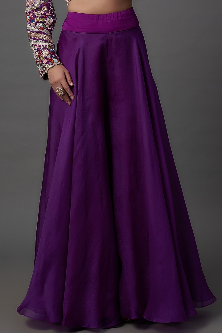 Purple Dupion Silk Embroidered Shaded Jacket Set by Minaxi Dadoo at Pernia's Pop Up Shop