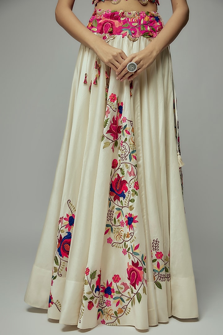 Rani Pink Chanderi Jacket Bridal Lehenga Set by Minaxi Dadoo at Pernia's Pop Up Shop