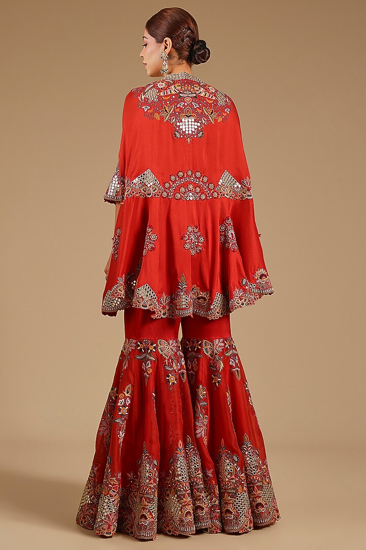 Rust Orange Mirror Work Gharara Set by Minaxi Dadoo at Pernia's Pop Up Shop