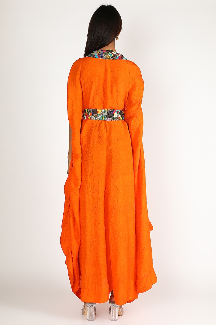 Orange Embroidered Kaftan by Minaxi Dadoo at Pernia's Pop Up Shop
